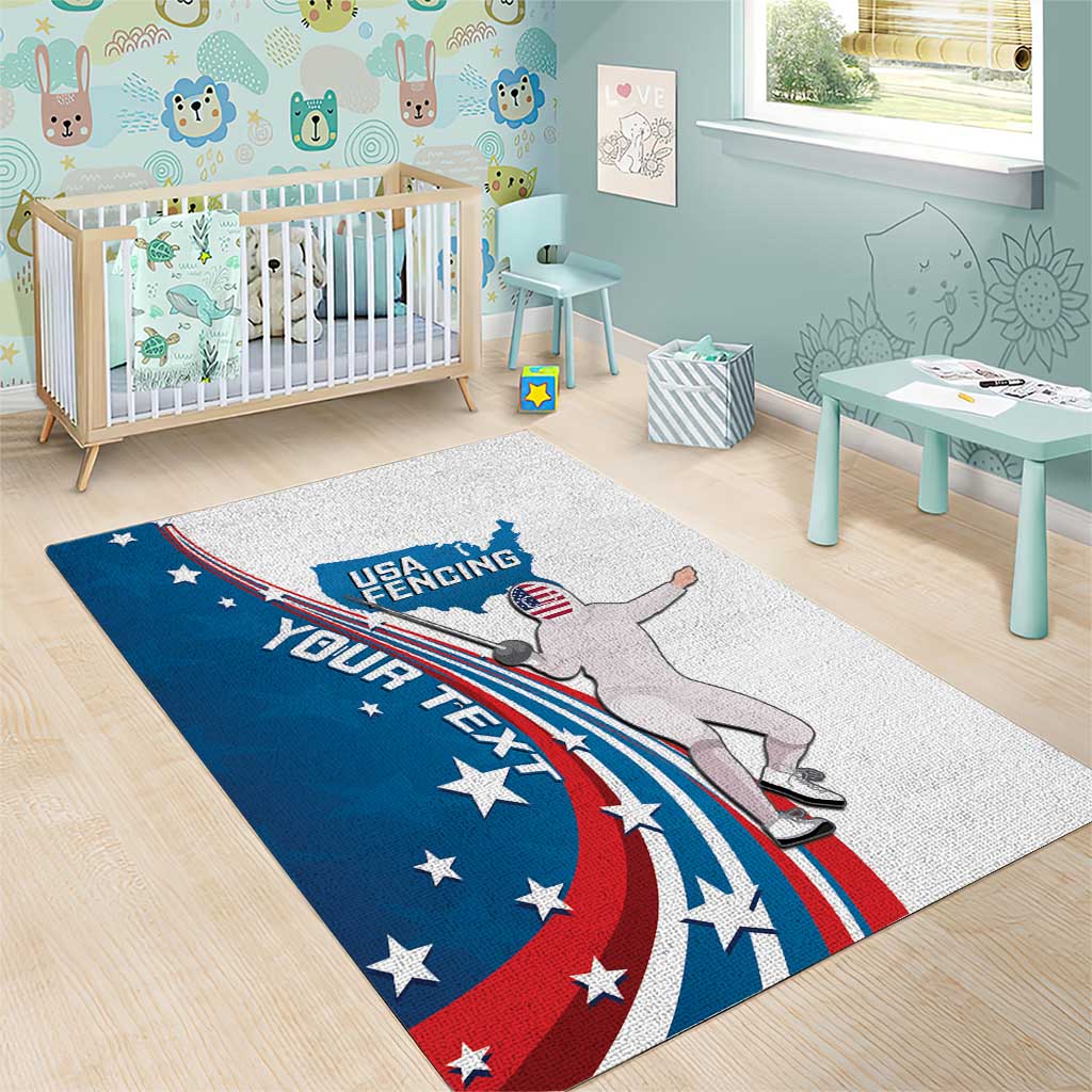 Personalized USA Fencing Area Rug 2024 United States Flag Curve Style - Wonder Print Shop