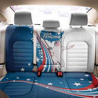Personalized USA Fencing Back Car Seat Cover 2024 United States Flag Curve Style - Wonder Print Shop