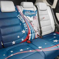 Personalized USA Fencing Back Car Seat Cover 2024 United States Flag Curve Style - Wonder Print Shop