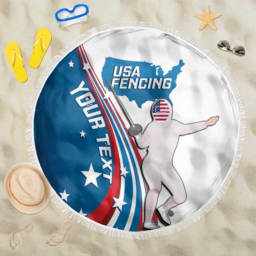 Personalized USA Fencing Beach Blanket 2024 United States Flag Curve Style - Wonder Print Shop