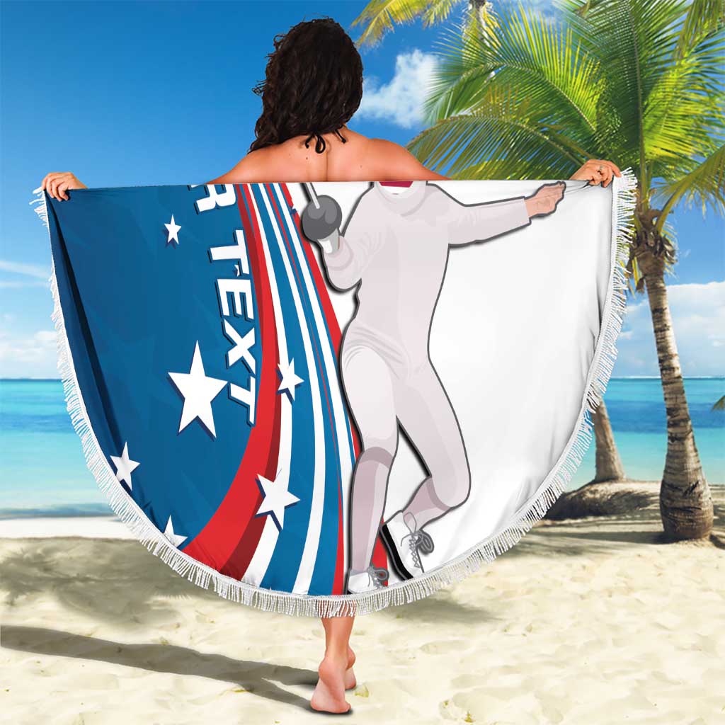Personalized USA Fencing Beach Blanket 2024 United States Flag Curve Style - Wonder Print Shop