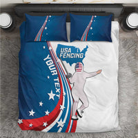 Personalized USA Fencing Bedding Set 2024 United States Flag Curve Style - Wonder Print Shop