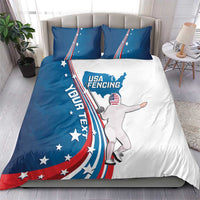 Personalized USA Fencing Bedding Set 2024 United States Flag Curve Style - Wonder Print Shop