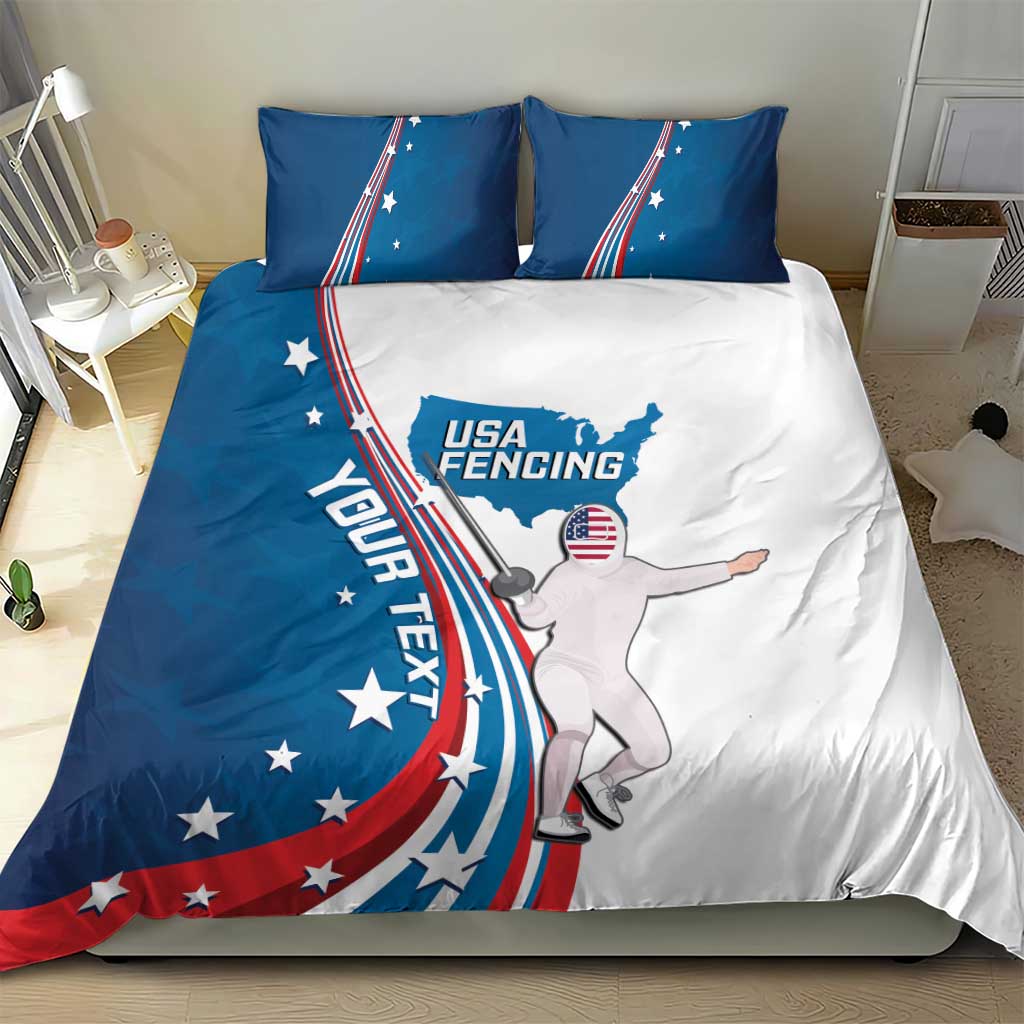 Personalized USA Fencing Bedding Set 2024 United States Flag Curve Style - Wonder Print Shop