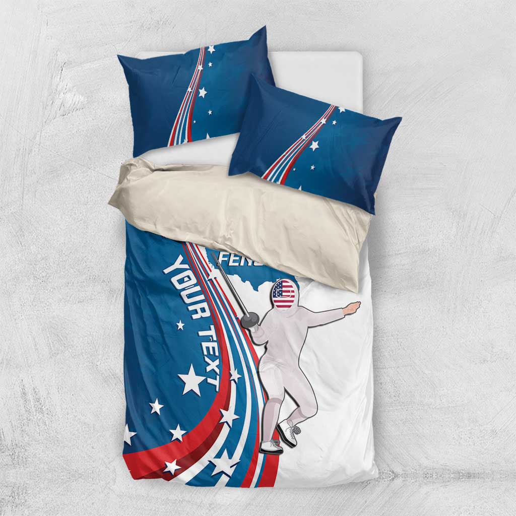 Personalized USA Fencing Bedding Set 2024 United States Flag Curve Style - Wonder Print Shop