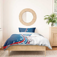 Personalized USA Fencing Bedding Set 2024 United States Flag Curve Style - Wonder Print Shop