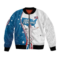Personalized USA Fencing Bomber Jacket 2024 United States Flag Curve Style - Wonder Print Shop