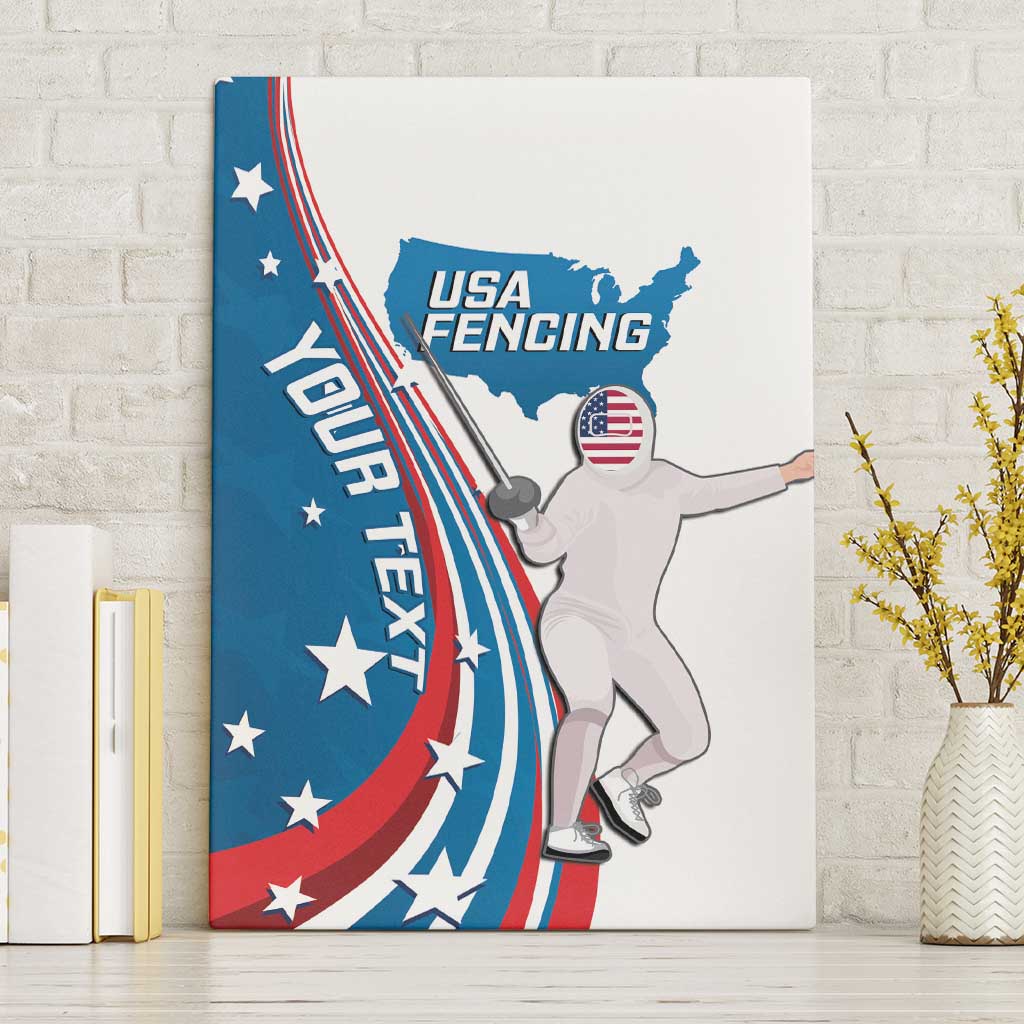 Personalized USA Fencing Canvas Wall Art 2024 United States Flag Curve Style - Wonder Print Shop