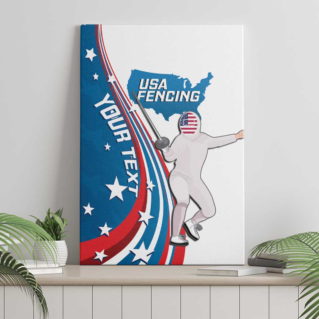 Personalized USA Fencing Canvas Wall Art 2024 United States Flag Curve Style - Wonder Print Shop