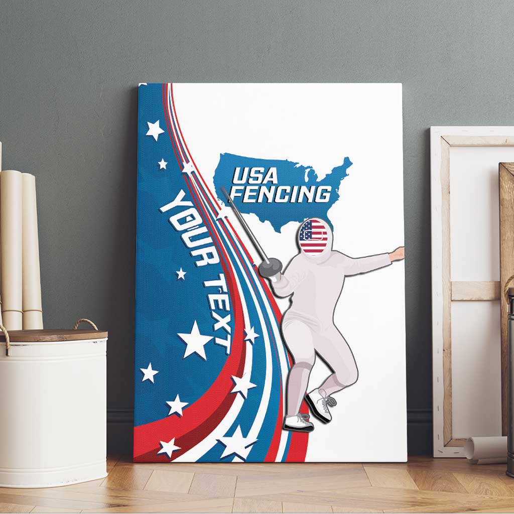 Personalized USA Fencing Canvas Wall Art 2024 United States Flag Curve Style - Wonder Print Shop