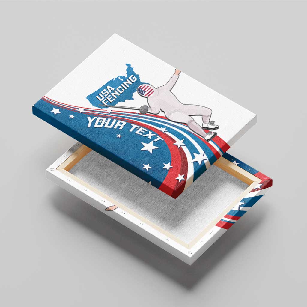 Personalized USA Fencing Canvas Wall Art 2024 United States Flag Curve Style - Wonder Print Shop