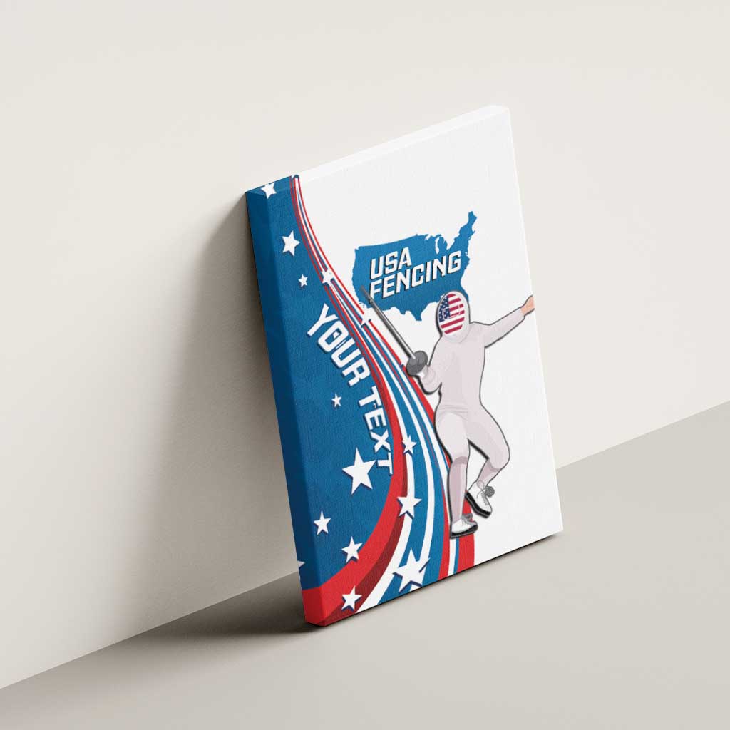 Personalized USA Fencing Canvas Wall Art 2024 United States Flag Curve Style - Wonder Print Shop