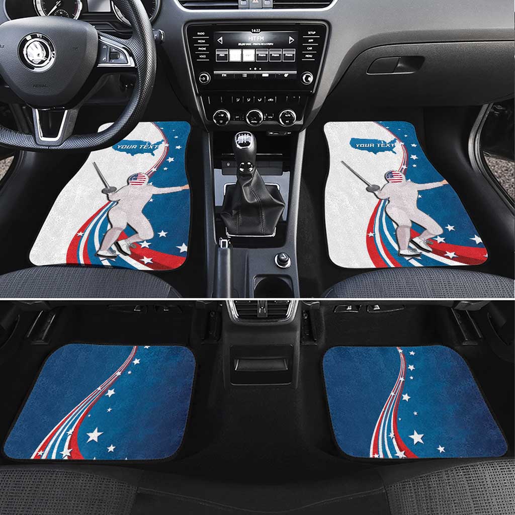 Personalized USA Fencing Car Mats 2024 United States Flag Curve Style - Wonder Print Shop