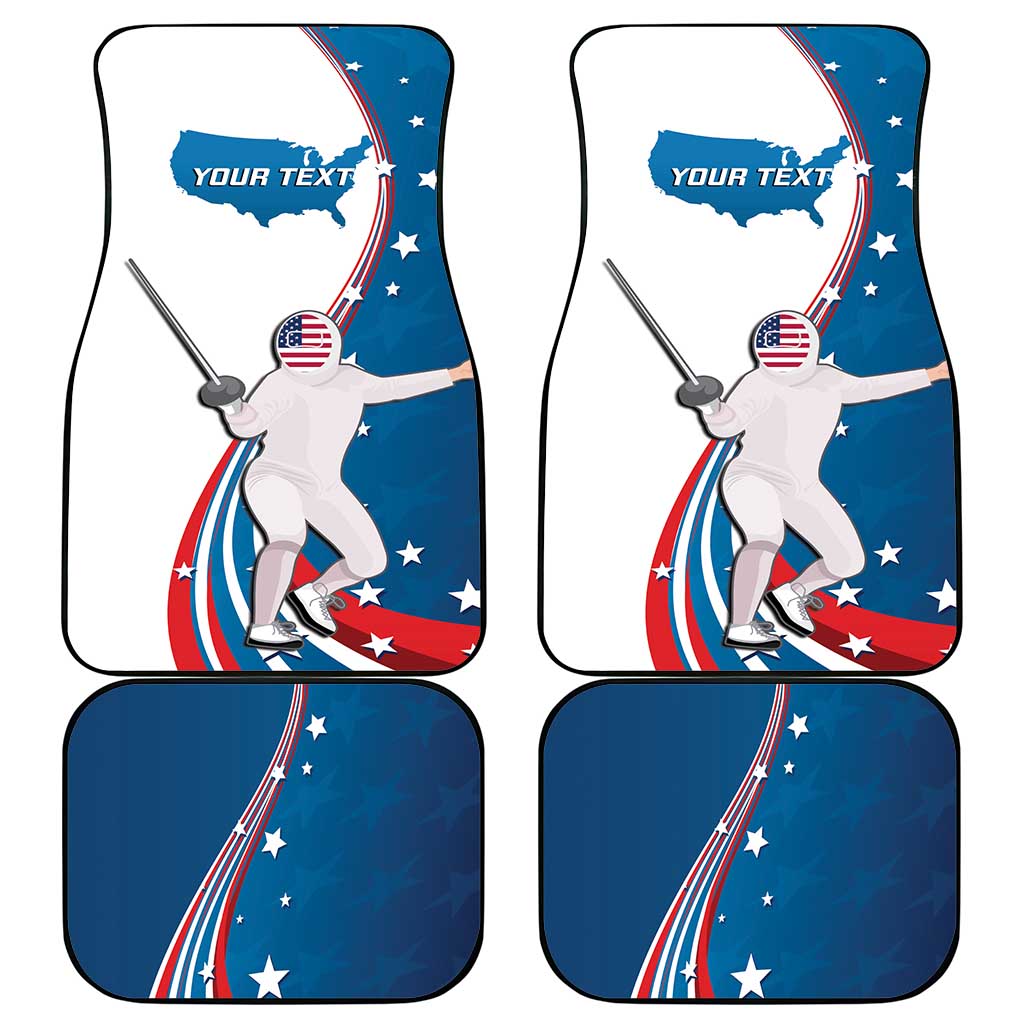 Personalized USA Fencing Car Mats 2024 United States Flag Curve Style - Wonder Print Shop
