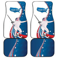 Personalized USA Fencing Car Mats 2024 United States Flag Curve Style - Wonder Print Shop