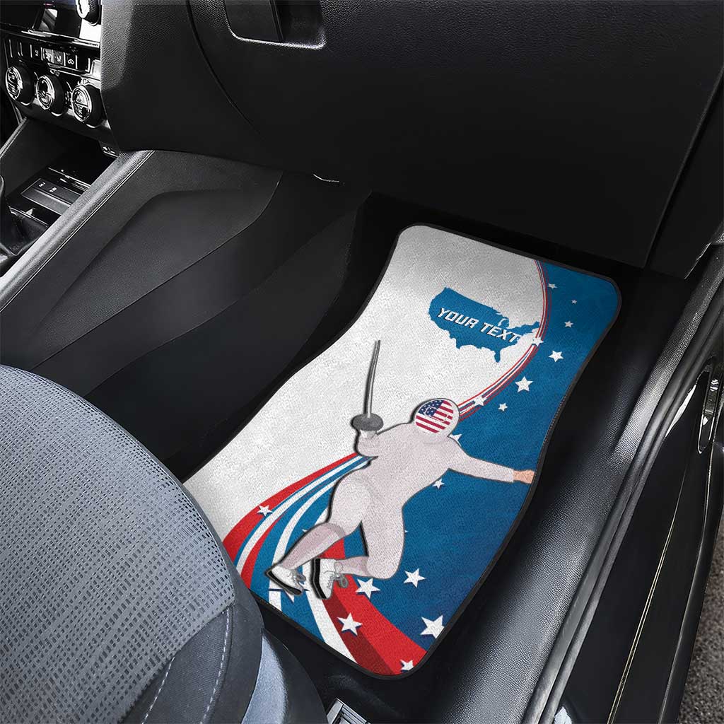 Personalized USA Fencing Car Mats 2024 United States Flag Curve Style - Wonder Print Shop