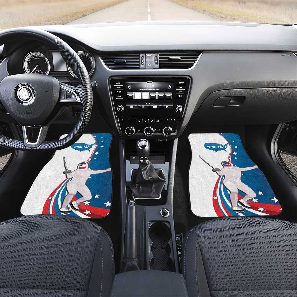 Personalized USA Fencing Car Mats 2024 United States Flag Curve Style - Wonder Print Shop
