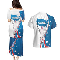 Personalized USA Fencing Couples Matching Puletasi and Hawaiian Shirt 2024 United States Flag Curve Style - Wonder Print Shop