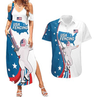 Personalized USA Fencing Couples Matching Summer Maxi Dress and Hawaiian Shirt 2024 United States Flag Curve Style - Wonder Print Shop