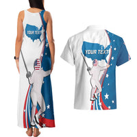 Personalized USA Fencing Couples Matching Tank Maxi Dress and Hawaiian Shirt 2024 United States Flag Curve Style - Wonder Print Shop