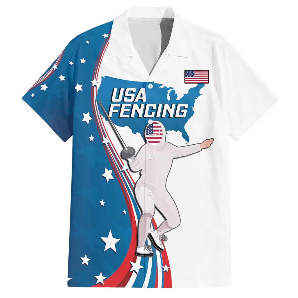 Personalized USA Fencing Family Matching Long Sleeve Bodycon Dress and Hawaiian Shirt 2024 United States Flag Curve Style - Wonder Print Shop