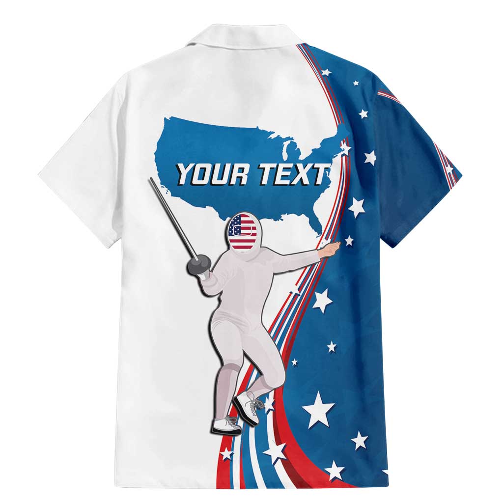 Personalized USA Fencing Family Matching Mermaid Dress and Hawaiian Shirt 2024 United States Flag Curve Style - Wonder Print Shop