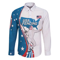 Personalized USA Fencing Family Matching Mermaid Dress and Hawaiian Shirt 2024 United States Flag Curve Style - Wonder Print Shop