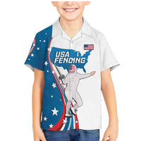 Personalized USA Fencing Family Matching Mermaid Dress and Hawaiian Shirt 2024 United States Flag Curve Style - Wonder Print Shop