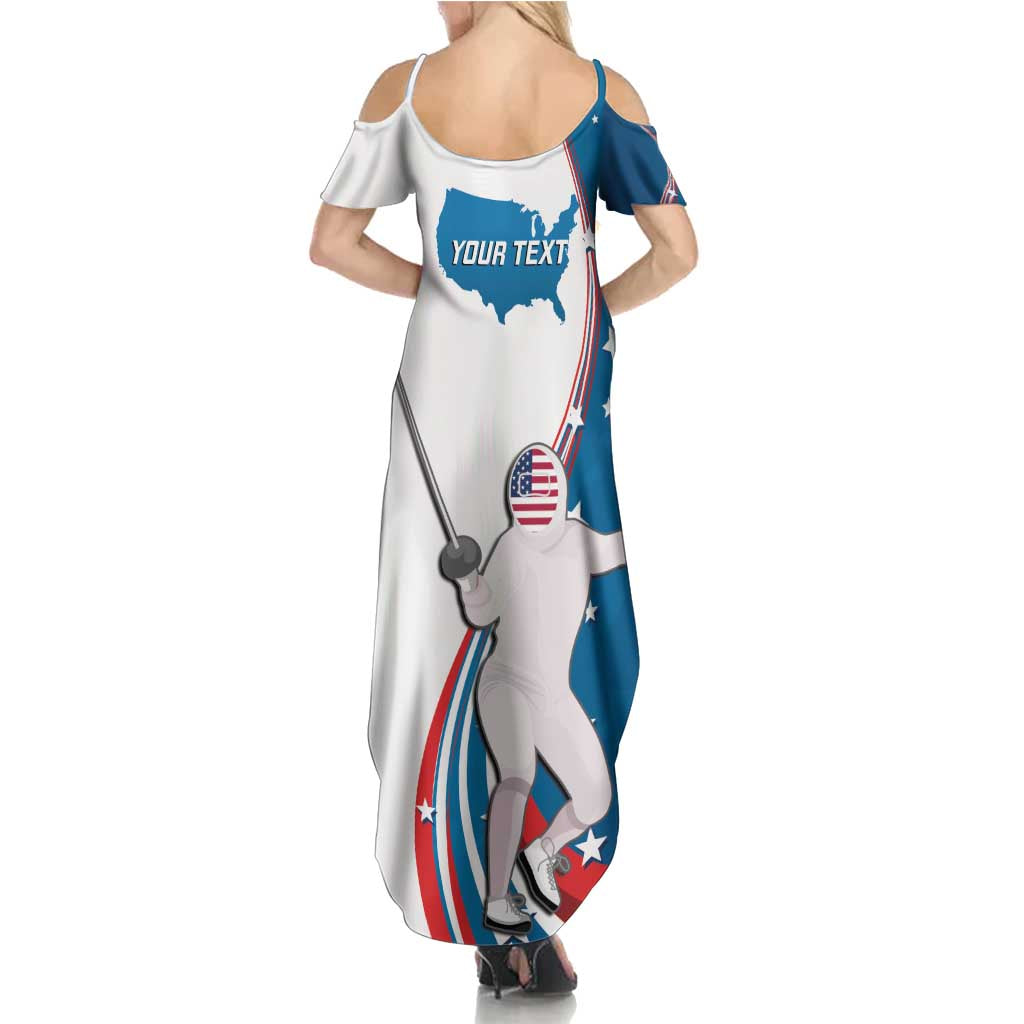 Personalized USA Fencing Family Matching Summer Maxi Dress and Hawaiian Shirt 2024 United States Flag Curve Style - Wonder Print Shop