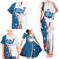 Personalized USA Fencing Family Matching Tank Maxi Dress and Hawaiian Shirt 2024 United States Flag Curve Style - Wonder Print Shop