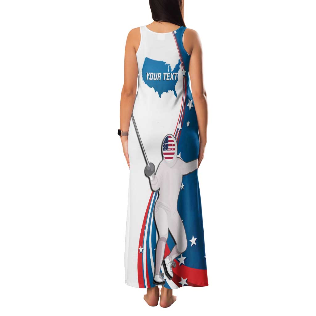 Personalized USA Fencing Family Matching Tank Maxi Dress and Hawaiian Shirt 2024 United States Flag Curve Style - Wonder Print Shop