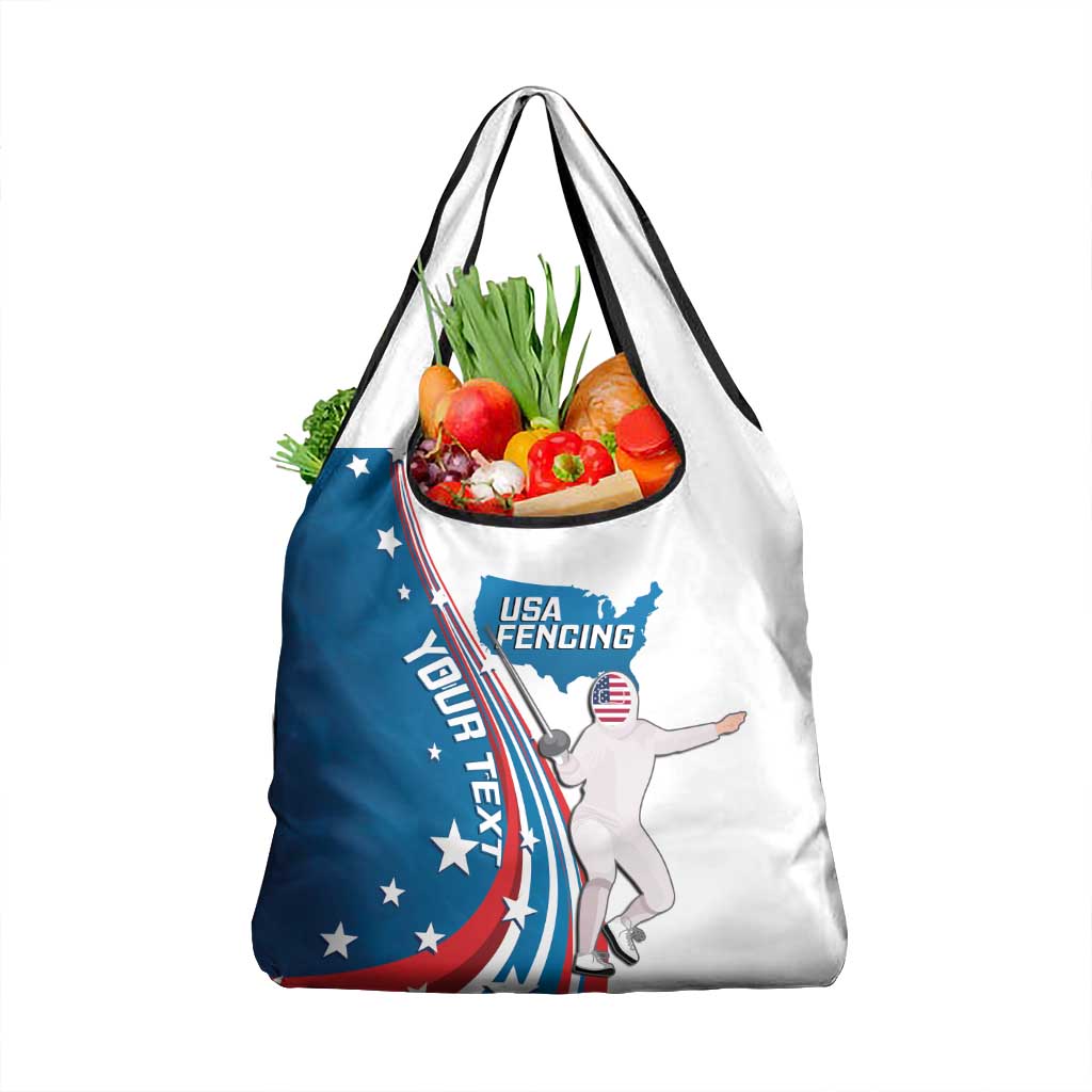 Personalized USA Fencing Grocery Bag United States Flag Curve Style