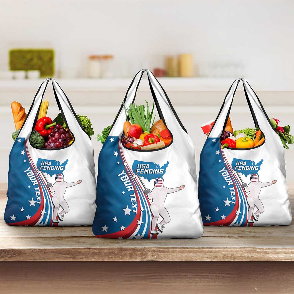 Personalized USA Fencing Grocery Bag United States Flag Curve Style