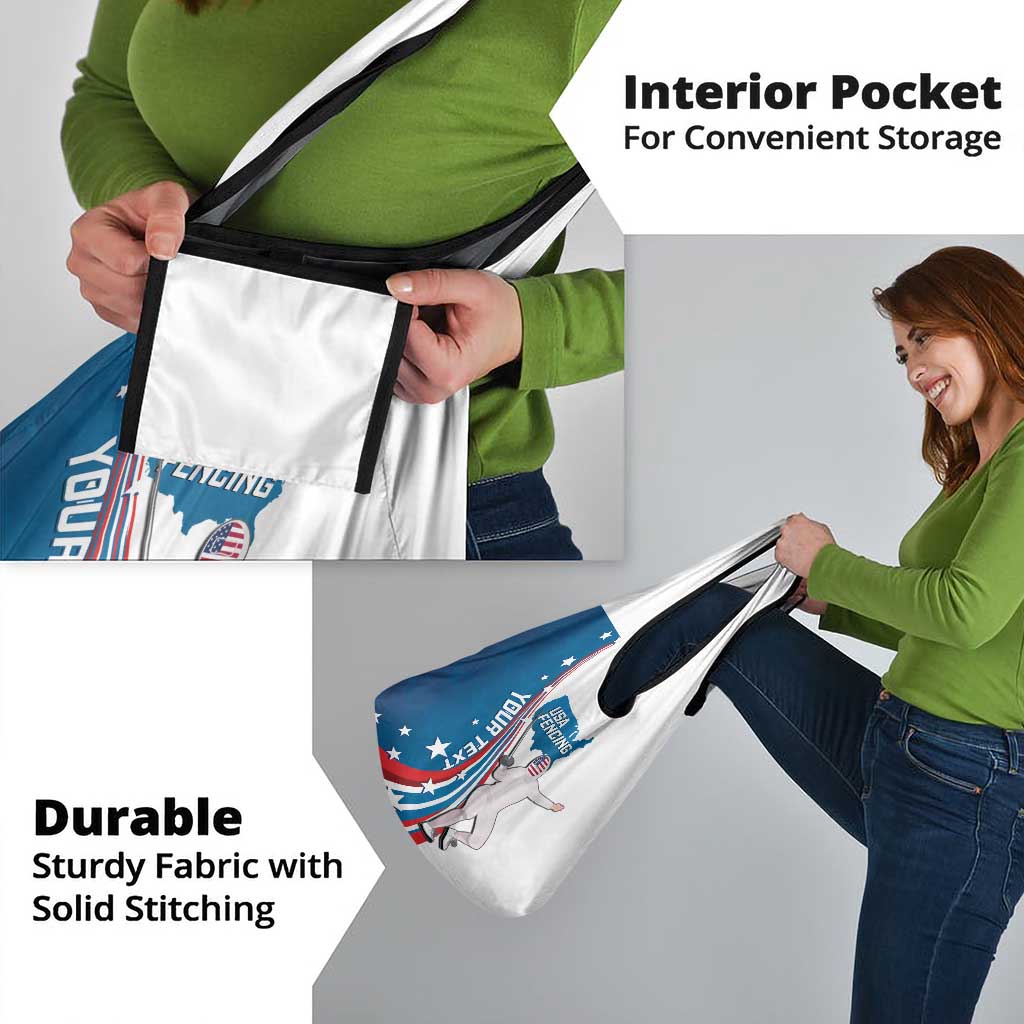 Personalized USA Fencing Grocery Bag United States Flag Curve Style