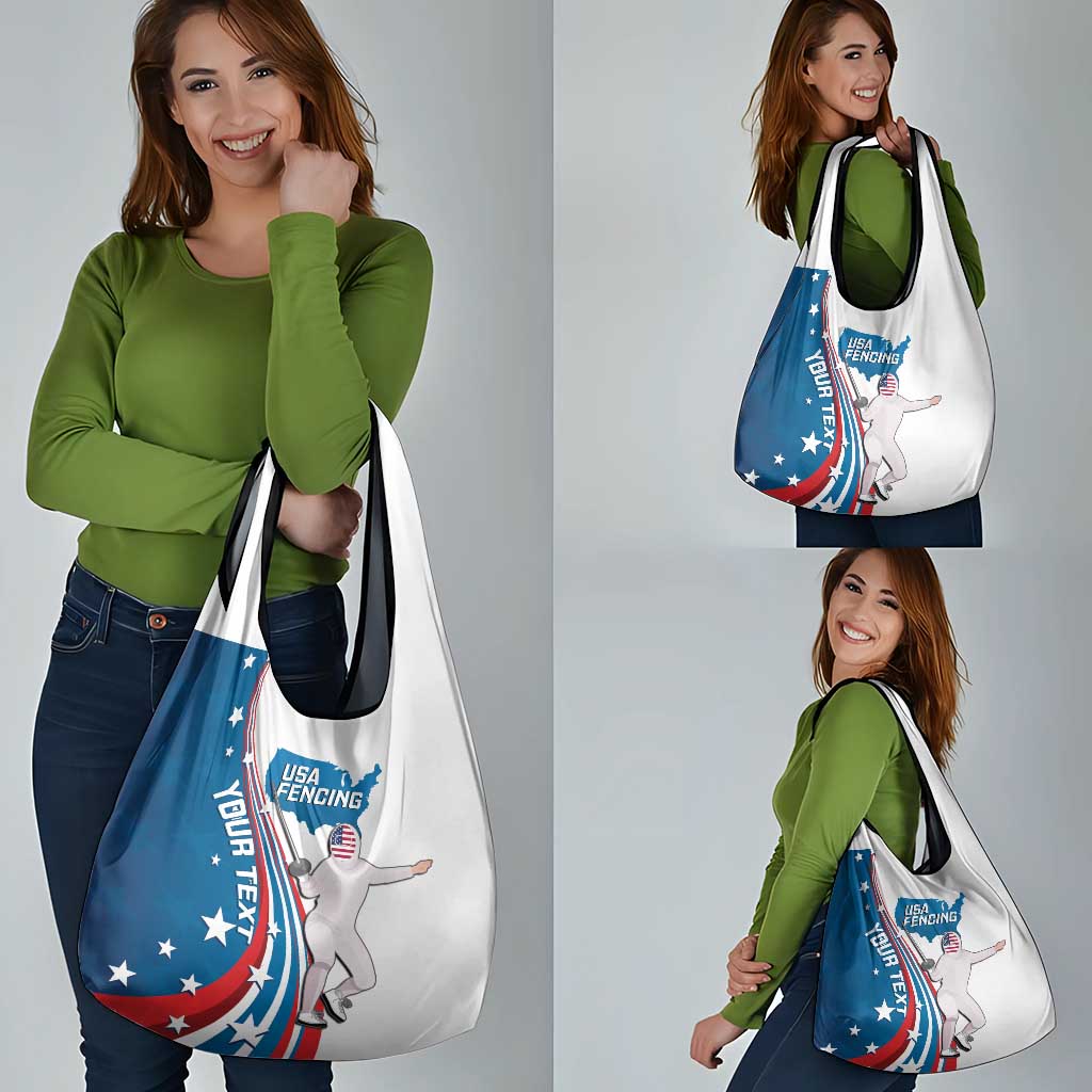 Personalized USA Fencing Grocery Bag United States Flag Curve Style