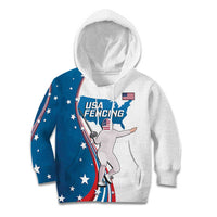 Personalized USA Fencing Kid Hoodie 2024 United States Flag Curve Style - Wonder Print Shop