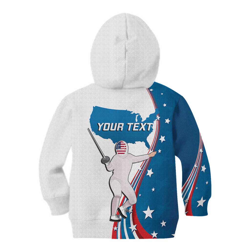 Personalized USA Fencing Kid Hoodie 2024 United States Flag Curve Style - Wonder Print Shop