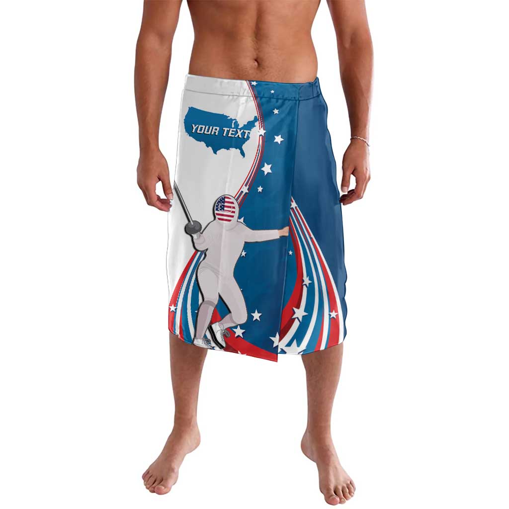 Personalized USA Fencing Lavalava 2024 United States Flag Curve Style - Wonder Print Shop