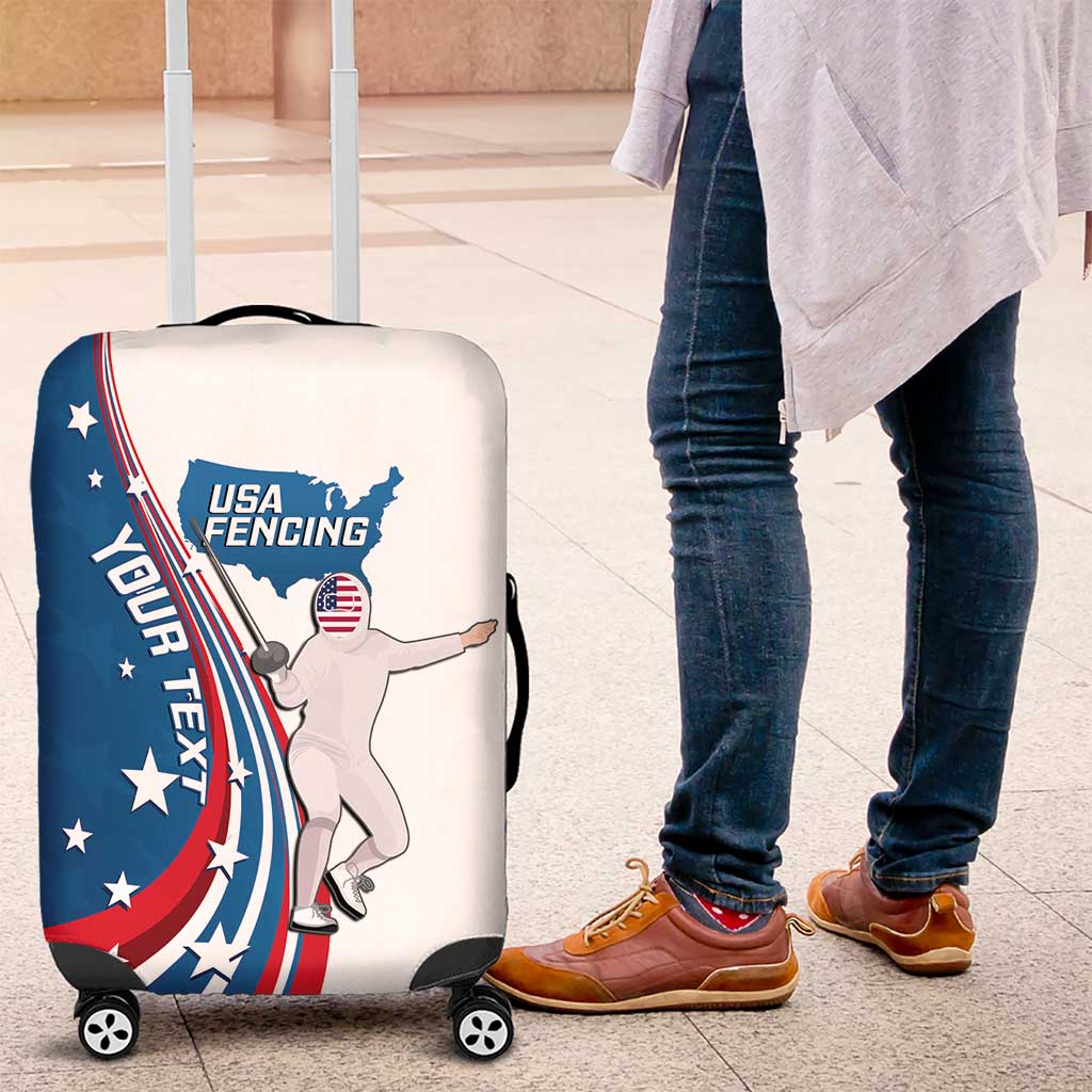 Personalized USA Fencing Luggage Cover 2024 United States Flag Curve Style - Wonder Print Shop