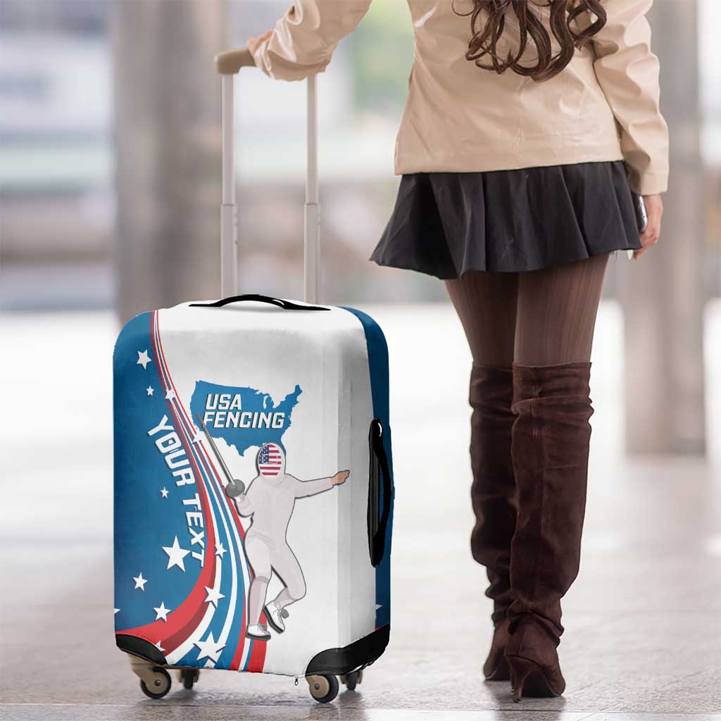 Personalized USA Fencing Luggage Cover 2024 United States Flag Curve Style - Wonder Print Shop
