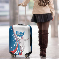 Personalized USA Fencing Luggage Cover 2024 United States Flag Curve Style - Wonder Print Shop