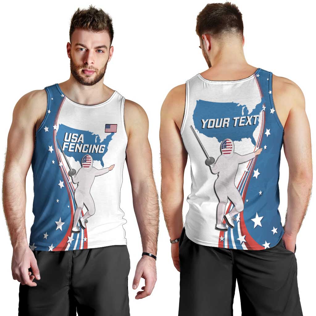Personalized USA Fencing Men Tank Top 2024 United States Flag Curve Style - Wonder Print Shop