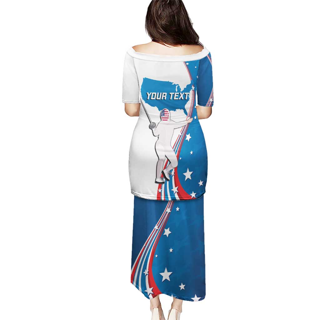 Personalized USA Fencing Puletasi 2024 United States Flag Curve Style - Wonder Print Shop