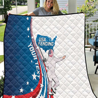 Personalized USA Fencing Quilt 2024 United States Flag Curve Style - Wonder Print Shop