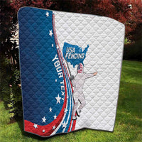 Personalized USA Fencing Quilt 2024 United States Flag Curve Style - Wonder Print Shop