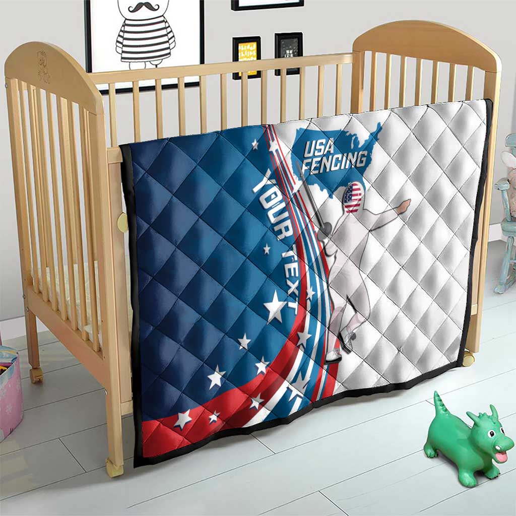 Personalized USA Fencing Quilt 2024 United States Flag Curve Style - Wonder Print Shop