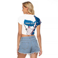 Personalized USA Fencing Raglan Cropped T Shirt 2024 United States Flag Curve Style - Wonder Print Shop