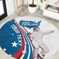 Personalized USA Fencing Round Carpet 2024 United States Flag Curve Style