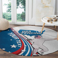 Personalized USA Fencing Round Carpet 2024 United States Flag Curve Style