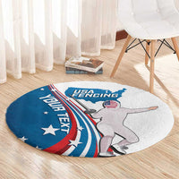 Personalized USA Fencing Round Carpet 2024 United States Flag Curve Style